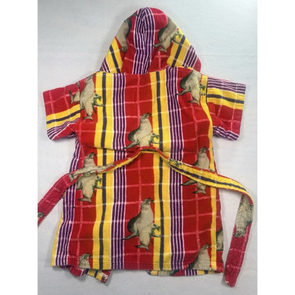 Vintage Martha Stewart Kids Hooded Terry Cloth Beach Pool Cover Up Sea Lion 6-7